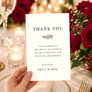 Modern Minimalist Black & White Wedding Thank You Card