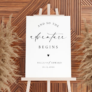 Modern minimalist Black White Welcome Wedding Poster