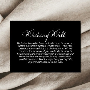 Modern Minimalist Black Wishing Well Enclosure Card