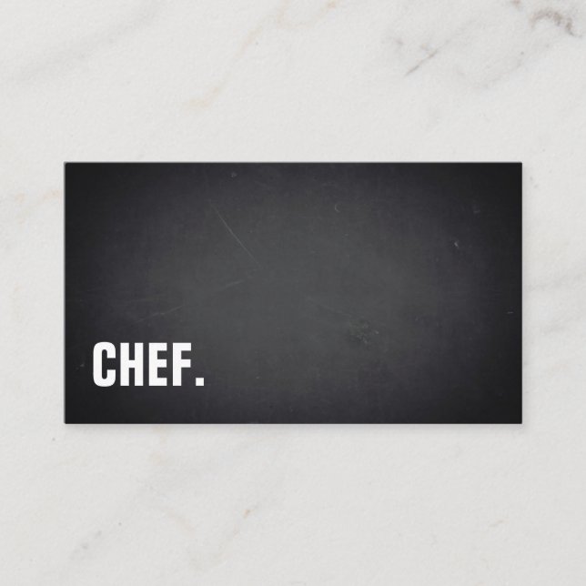 Modern Minimalist Blackboard Chef Professional Business Card (Front)