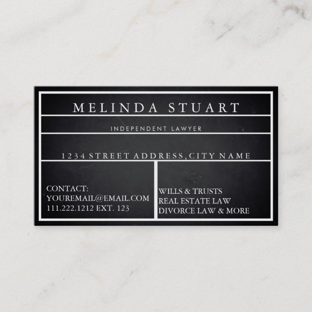 Modern Minimalist Blackboard Professional  Business Card (Front)