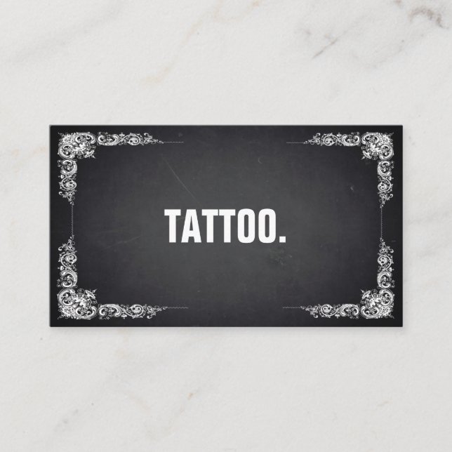 Modern Minimalist Blackboard Tattoo Professional B Business Card (Front)