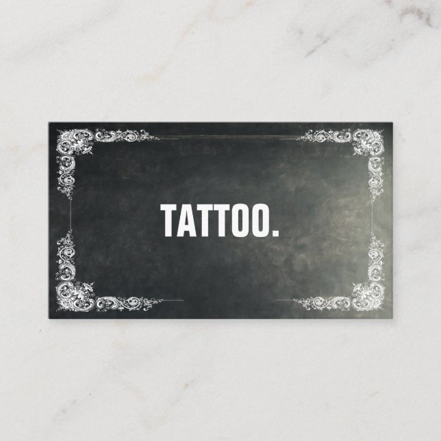 Modern Minimalist Blackboard Tattoo Professional  Business Card (Front)