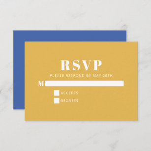 Modern Minimalist Blue and Yellow Simple  RSVP Card