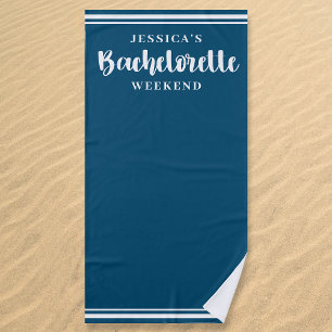Modern Minimalist Blue Bachelorette Weekend Beach Towel