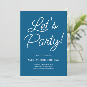 Modern Minimalist Blue Birthday Party Chic Invitation