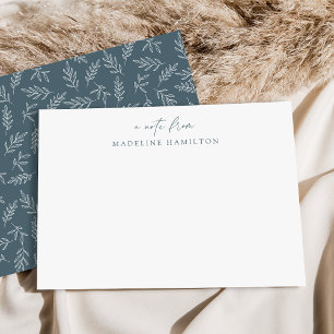 Modern Minimalist Blue Botanical Personalised Card