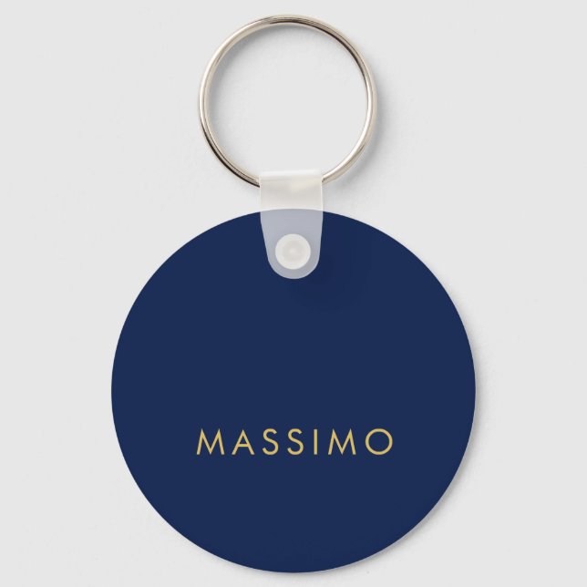 Modern Minimalist Blue Gold Professional Trendy Key Ring (Front)