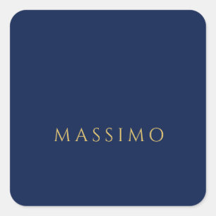 Modern Minimalist Blue Gold Professional Trendy Square Sticker