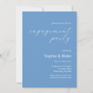 Modern Minimalist Blue Grey Engagement Party Invitation