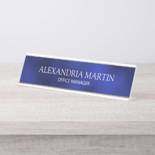 Modern Minimalist Blue Job Title Name Door Sign