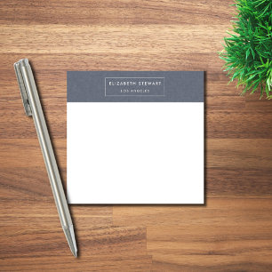 Modern Minimalist Blue Linen and Ivory Post-it Notes