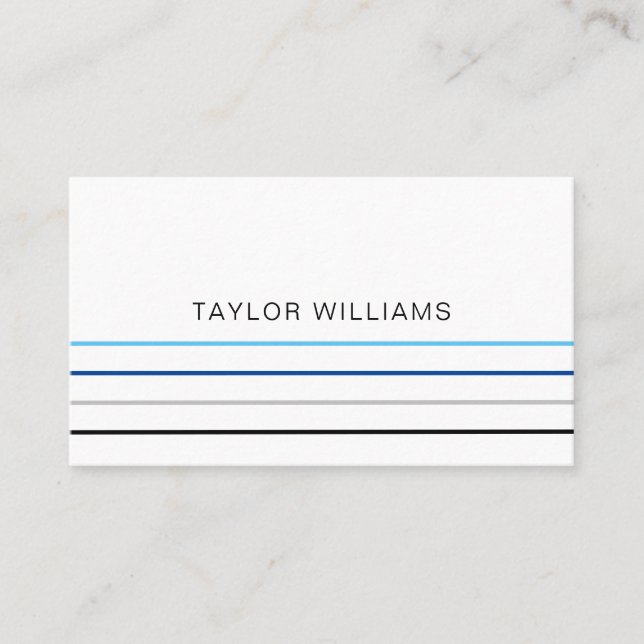 Modern Minimalist Blue Lines Professional Business Card (Front)