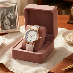 Modern Minimalist Blue Modern Custom Name Grandma Watch
