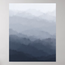 Modern Minimalist Blue Mountains Abstract