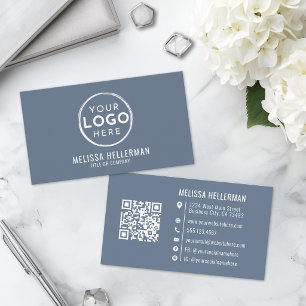 Modern Minimalist Blue Professional Logo Business Card