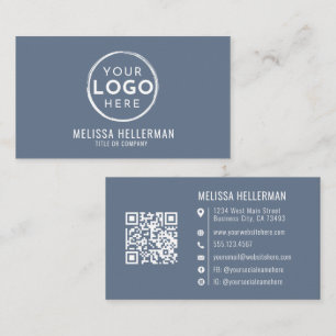 Modern Minimalist Blue Professional Logo Business Card