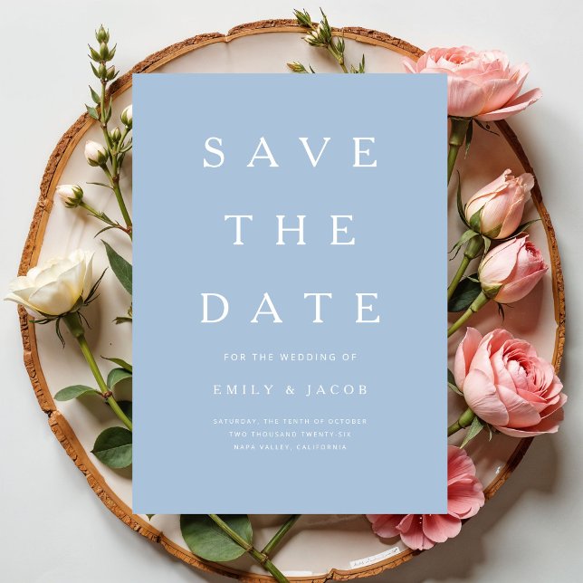 Modern Minimalist Blue Save The Date (Modern Minimalist Blue Save The Date)