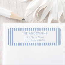 Modern Minimalist Blue Stripes Return Address