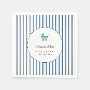 Modern & Minimalist Blue Stroller Baby Shower Napkin