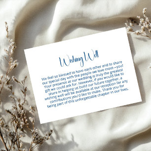 Modern Minimalist Blue Text Wishing Well Enclosure Card