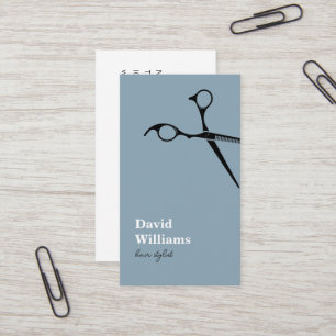 Modern Minimalist Blue White Hair Stylist Business Card
