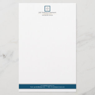 Modern Minimalist Blue White Logo Business Stationery