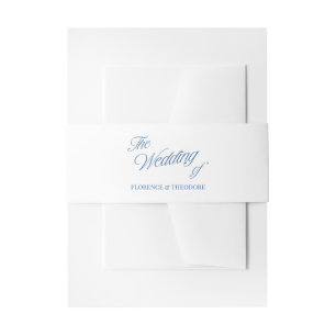 Modern Minimalist Blue & White Wedding Invitation Belly Band
