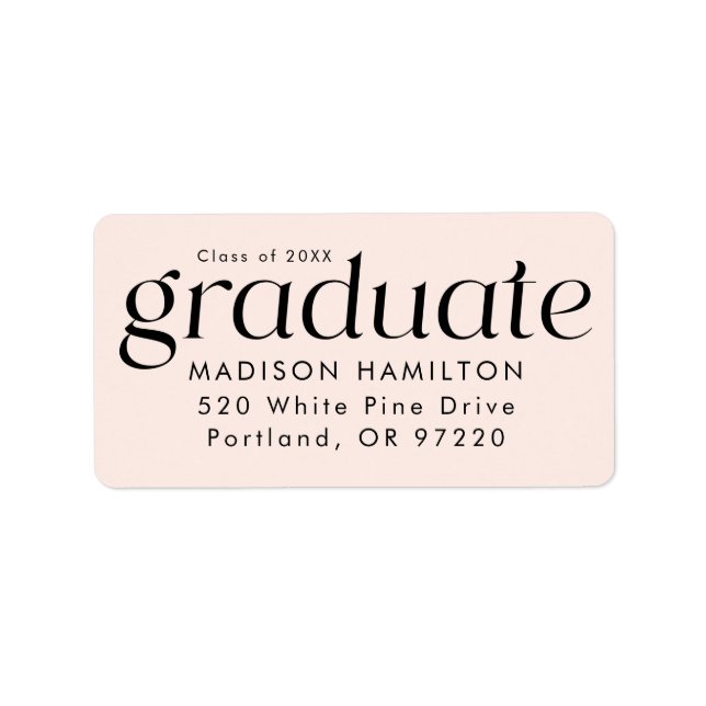 Modern Minimalist Blush Graduation Return Address Label (Front)