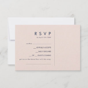 Modern Minimalist Blush & Navy RSVP Card