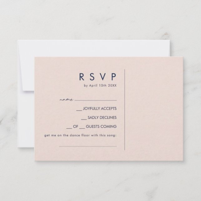 Modern Minimalist Blush & Navy RSVP Card (Front)
