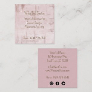 Modern, Minimalist Blush Pink and Rose Gold Square Business Card