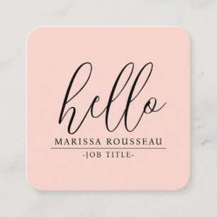 Modern Minimalist Blush Pink Hello QR Code Square Business Card