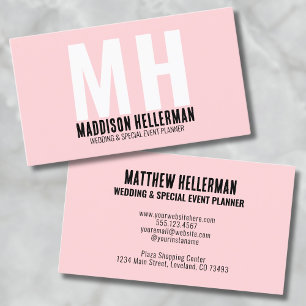 Modern Minimalist Blush Pink Monogram Business Card