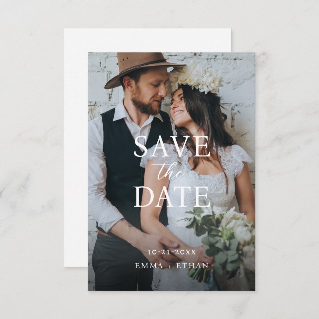 Modern Minimalist Blush Pink Save The Date (Front/Back)