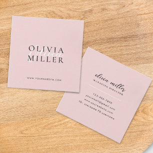 Modern Minimalist Blush Pink Scipt Typography Square Business Card