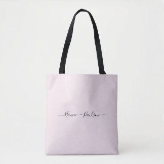 Modern Minimalist Blush Pink Script Custom Name Tote Bag