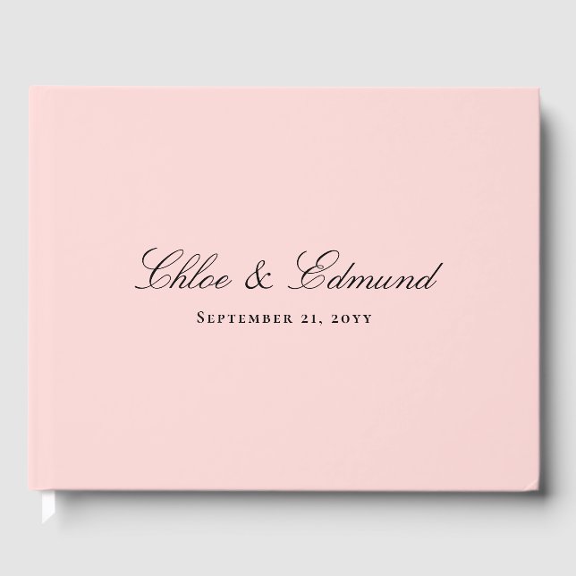 Modern Minimalist Blush Pink Wedding Guest Book (Front)