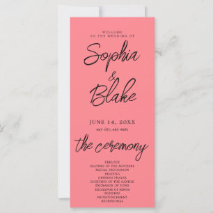 Modern Minimalist Blush Pink Wedding Program