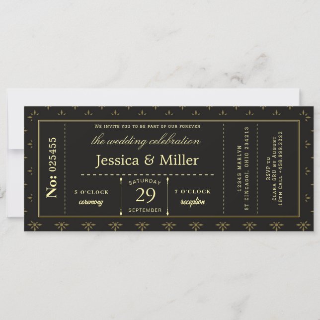 Modern Minimalist Boarding Pass Wedding Invitation (Front)