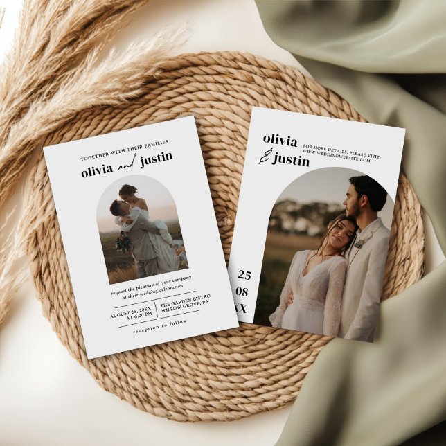 Modern Minimalist Boho Arch Photo Wedding Invitation (Creator Uploaded)