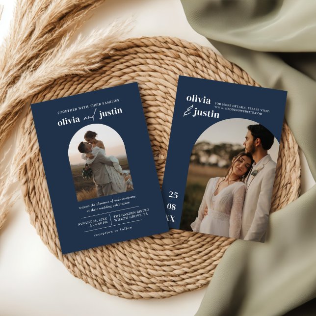 Modern Minimalist Boho Arch Photo Wedding Invitation (Creator Uploaded)