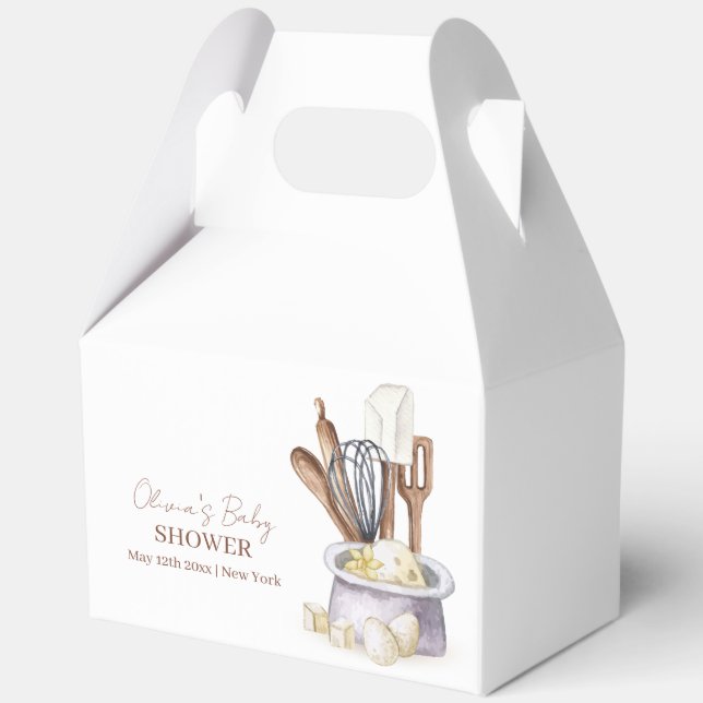 Modern Minimalist Boho Bakery Chef Baby Shower Favour Box (Back)