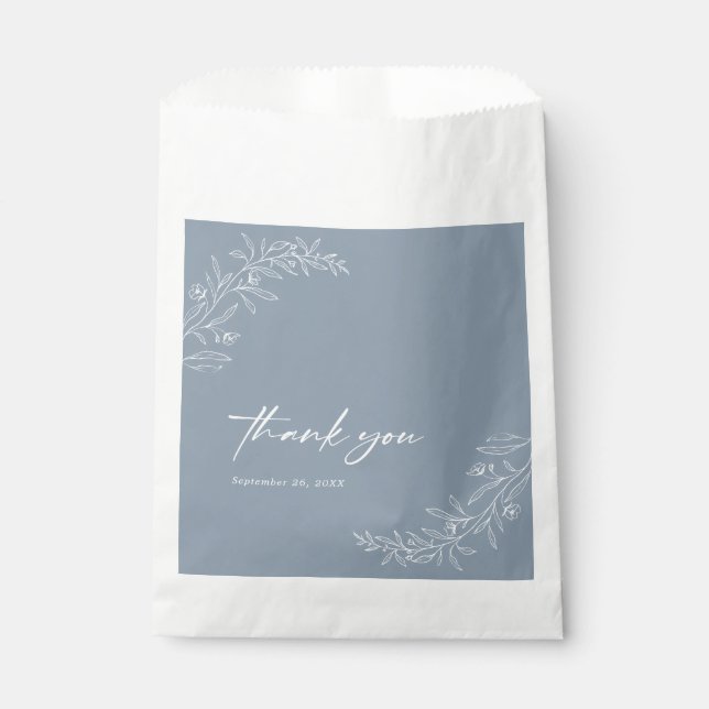 Modern Minimalist Boho Dusty Blue  Wedding Favour Bags (Front)