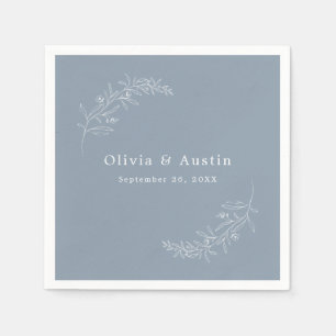 Modern Minimalist Boho Dusty Blue Wedding Napkin