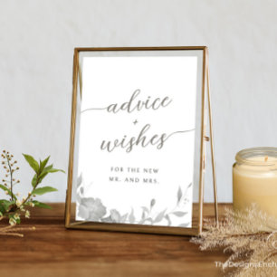 Modern Minimalist Boho Floral Advice & Wishes Sign Invitation