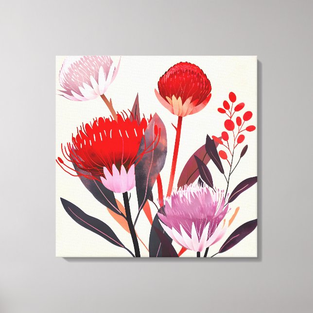 Modern Minimalist Boho Floral Botanical Canvas Print (Front)