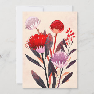 Modern Minimalist Boho Floral Botanical Holiday Card