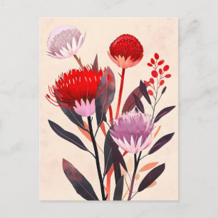 Modern Minimalist Boho Floral Botanical Holiday Postcard