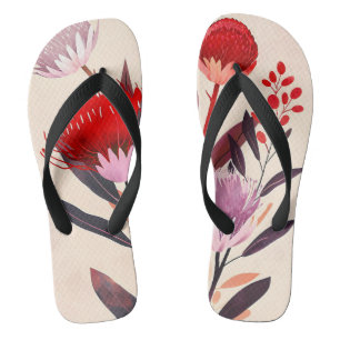 Modern Minimalist Boho Floral Botanical Jandals
